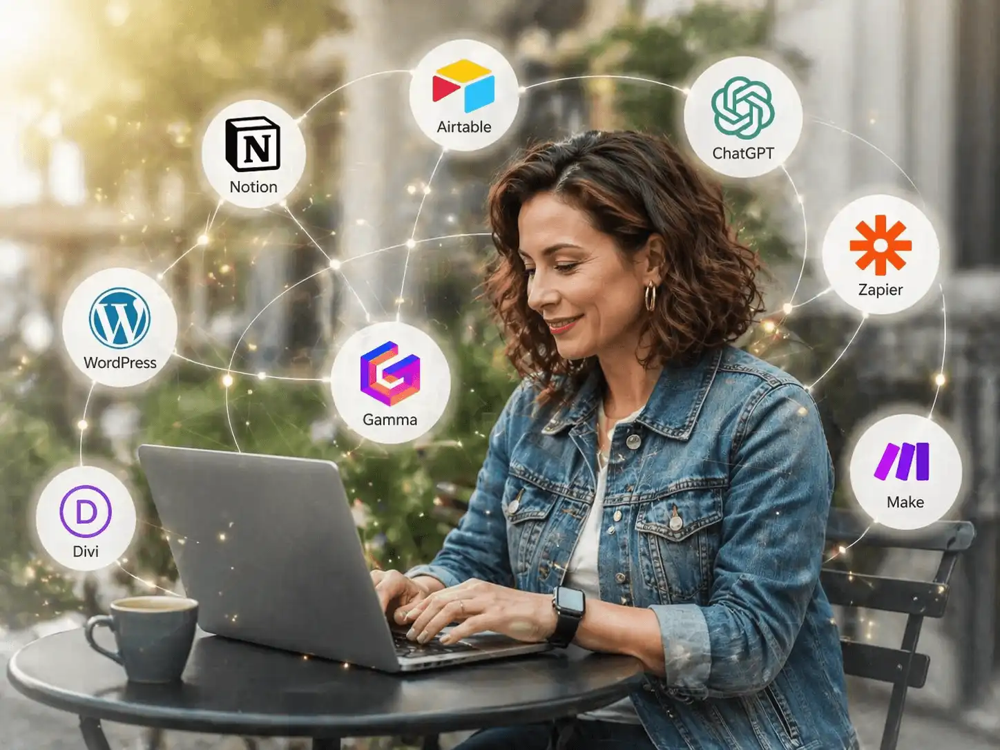 Assistante web freelance spécialisée bien-être au téléphone devant son ordinateur