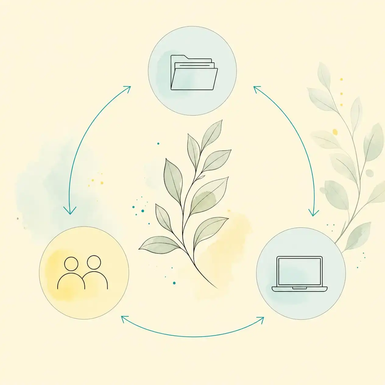 Schéma reliant l’organisation, le parcours client et le soutien digital dans l’accompagnement d’une assistante virtuelle bien-être et santé naturelle